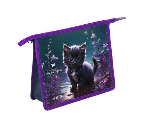Папка для тетрадей 3D "Beautiful Cat" A5 (243x200x80 мм) с текстильным расширением 80 мм, на молнии
