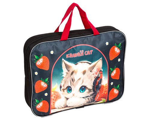 Папка для тетрадей, ИЗО и технологии "Kawaii Cat" A4 (35x27x7 см) текстильная