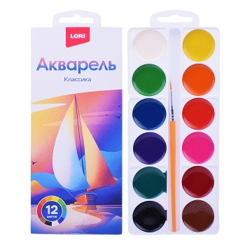 Акварель, 12 цветов, с/к
