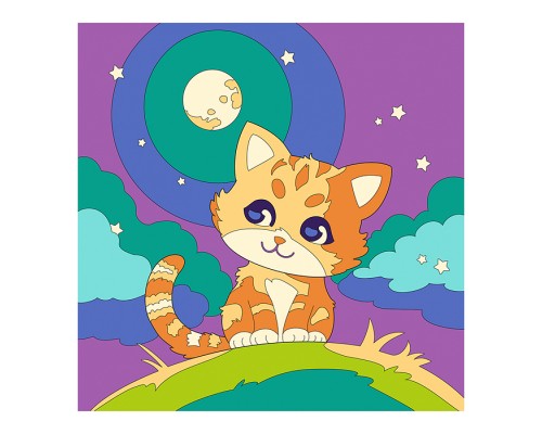 Картина по номерам детская (холст на подрамнике 20*20) "Котёнок"