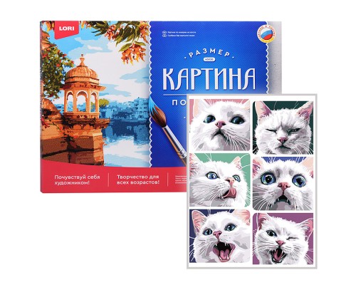 Картина по номерам холст на подрамнике 30*40 см "Эмоции котика"