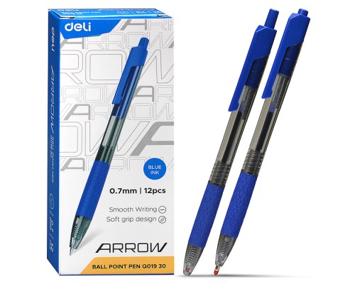 Ручка шариковая EQ01930 Arrow авт. 0.7мм резин. манжета прозрачный/синий синие чернила (1шт)