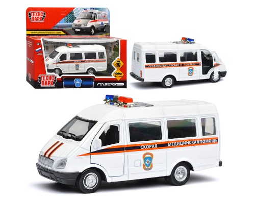 Машина металл ГАЗ -3221 "Газель" 12,2 см, Скоорая, (дв, инер,) в коробке