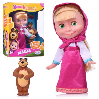 Кукла Маша 25см, "Маша и Медведь" озвуч, медведь, коробка