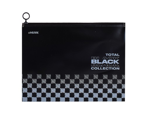 Папка на молнии с расширением "TOTAL BLACK" A4 (320x240х25 мм) 180 мкм, непрозрачная черная с дизайном, индивидуальная маркировка