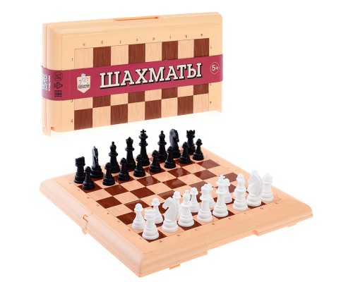 Игра настольная "Шахматы" в пласт.коробке (мал, беж)