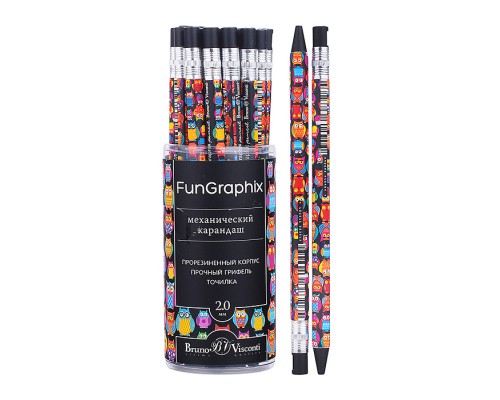 Карандаш механический цанговый с точилкой "FunGraphix. Сказочные совы" 2 мм