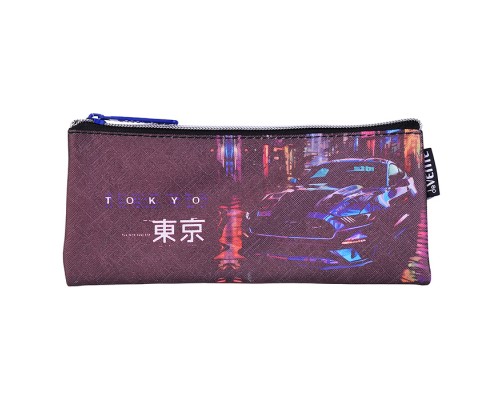 Пенал "Label. Tokyo Drift" 21,5x9x1 см, плоский для 35 предметов, на молнии, искусственная кожа до -40C с антивандальной фактурой, с подкладом