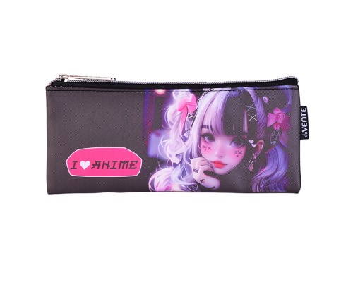 Пенал "I Love Anime" 21,5x9x1 см, плоский для 35 предметов, на молнии, искусственная кожа с антивандальной фактурой, с подкладом