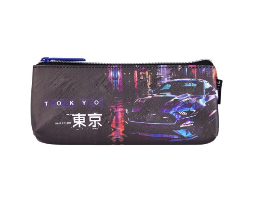 Пенал "Label. Tokyo Drift" 21x8x3,5 см, треугольный для 45 предметов, на молнии, искусственная кожа до -40C с антивандальной фактурой, с подкладом