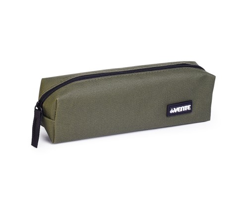 Пенал "Khaki" 21x6x4 см, прямоугольный для 30 предметов, текстильный, на молнии, с каучуковой аппликацией, хаки