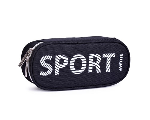 Пенал "Sport" 21x8x5 см, овальный для 50 предметов, с внутренним органайзером-створкой, текстильный с объемной печатью, на молнии