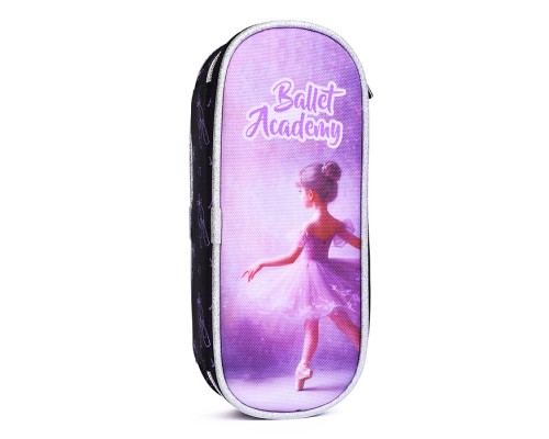 Пенал "Ballet Academy" 21x8x5 см, овальный для 50 предметов, с внутренним органайзером-створкой, плотный износостойкий полиэстер с водоотталкивающей пропиткой, на молнии