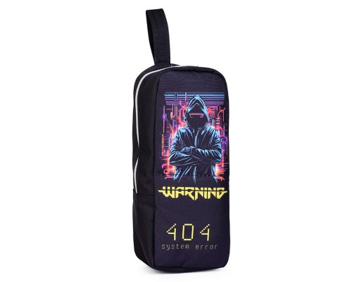 Пенал "Cyber" 21x9x6 см, прямоугольный вертикальный для 60 предметов, плотный износостойкий полиэстер с водоотталкивающей пропиткой, на молнии, фиксация в открытом виде магнитом, с каучуковой аппликацией, с петлей