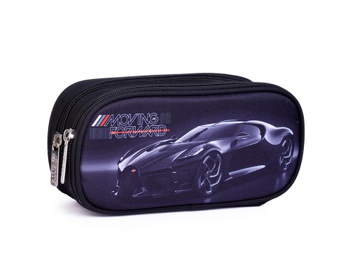 Пенал "Luxury Car" 22x9,5x7 см, овальный для 60 предметов, 2 отделения на молнии, одно с внутренним органайзером, плотный износостойкий полиэстер с водоотталкивающей пропиткой