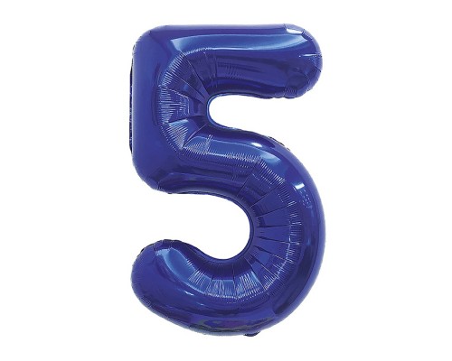 Шар (32''/81 см) Цифра, 5, Темно-синий, 1 шт. в уп.