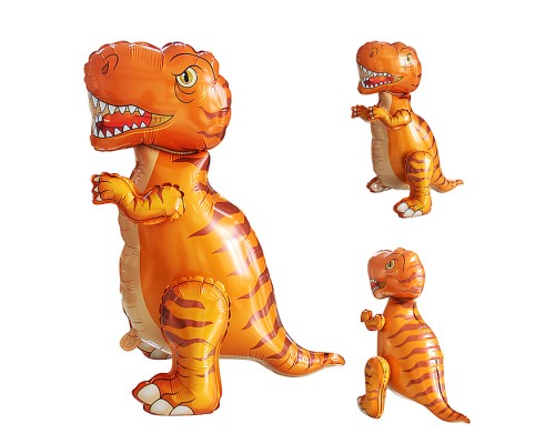 Шар 3D (28''/71 см) Фигура, Динозавр Тираннозавр, Оранжевый, 1 шт. в уп.