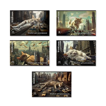 Альбом для рисования 40л. на скобе Big City Cats, А4,