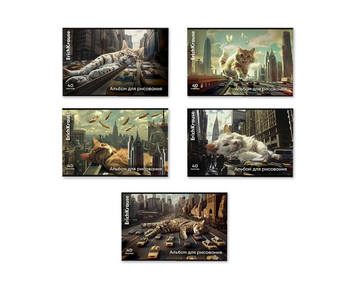 Альбом для рисования 40л. на скобе Big City Cats, А4,