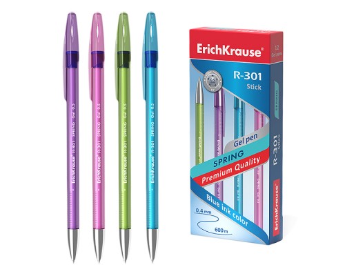Ручка гелевая R-301 Spring Gel Stick 0.5, цвет чернил синий (в коробке по 12 штук)