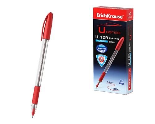 Ручка шариковая U-109 Stick&Grip Classic 1.0, Ultra Glide Technology, цвет чернил красный