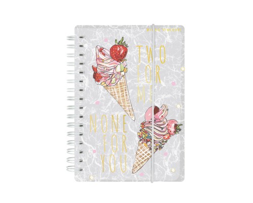 Записная книжка "Cute Journal Mini" А6, 80 л. на гребне с резинкой "Мороженое", клетка пласт обложка