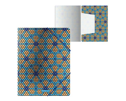 Папка на резинках пластиковая Blue&Orange Beads, A4 (в пакете по 4 шт.)