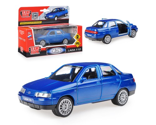 Машина металл LADA 110 12см, (открыв. двери, синяя) инерц., в коробке