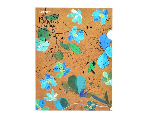 Папка-уголок "Bloom Garden" A4 (220x310 мм) 180 мкм, фактура крафт-имитация с рисунком, индивидуальная маркировка, тиснение фольгой