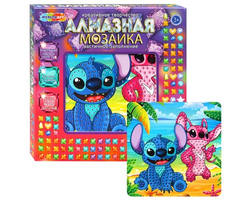 Алмазная мозаика 15*15 "Стич" в коробке
