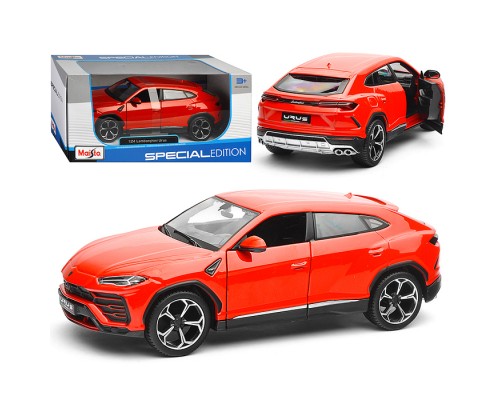 Машинка die-cast Lamborghini Urus, 1:25, красная, открывающиеся двери.