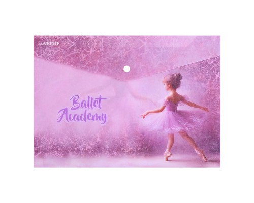 Папка-конверт на кнопке "Ballet Academy" A4 (330x235 мм) 180 мкм, матовая полупрозрачная с рисунком, с волокнистой фактурой, индивидуальная маркировка