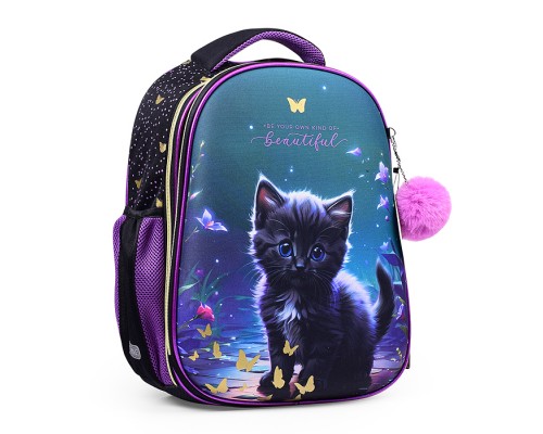 Рюкзак "Choice Lite. Beautiful Cat" жесткий 38x29x17 см (17 л) вес 800 г, 1 отделение на молнии с разделителями для учебников, светоотражающие элементы, в комплекте с брелоком