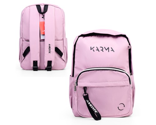 Рюкзак "Karma" подростковый 42x31x20 см (18 л) 500 г, нейлоновый, подклад, 1 отделение, 1 передний карман на молнии, 2 боковых кармана, 1 потайной карман анти-вор в спинке, уплотненная спинка и лямки, бегунок из репсовой ленты с печатью на перед
