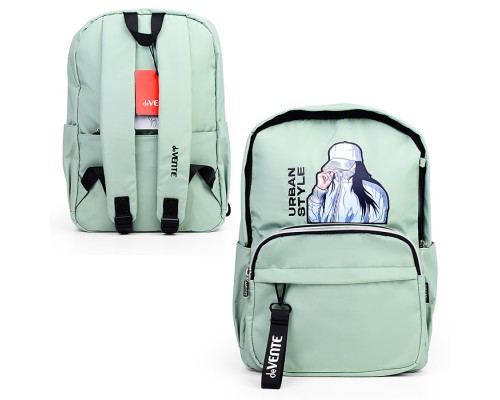Рюкзак "Urban Style" подростковый 42x31x20 см (18 л) 500 г, нейлоновый, подклад, 1 отделение, 1 передний карман на молнии, 2 боковых кармана, 1 потайной карман анти-вор в спинке, уплотненная спинка и лямки, бегунок из репсовой ленты с печатью на