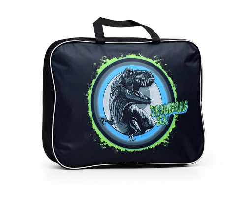 Папка для тетрадей широкая "T-Rex Dino" A4 (35x27x7 см) текстильная на молнии