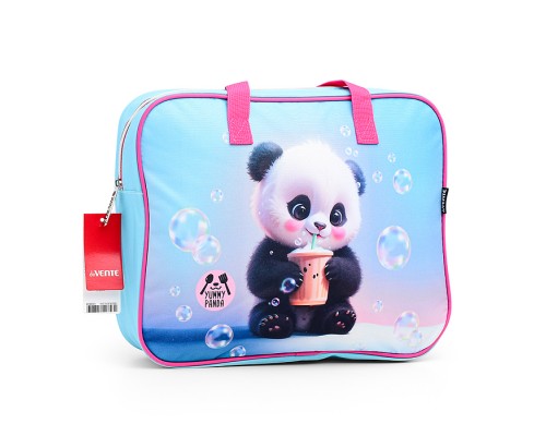 Папка для тетрадей, ИЗО и технологии "Yummy Panda" A4 (36x28x8 см) плотный износостойкий полиэстер с водоотталкивающей пропиткой, с каучуковой аппликацией, с текстильным расширением 8 см, на молнии сверху, каучуковая аппликация, с внутренним кар