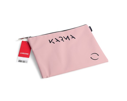Папка для тетрадей "Karma" A5 (27x20,5x1 см) на молнии сверху, матовая антивандальная искусственная кожа до -40C, аппликация из искусственной кожи, с подкладом