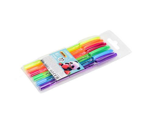 Набор ручек шариковых "Yummy Panda" 06 цветов, d=0,7 мм, с полупрозрачным корпусом и металлическим наконечником, сменный стержень, в пластиковом блистере
