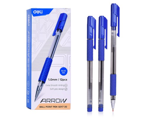 Ручка шариковая EQ01730 Arrow 1мм резин. манжета прозрачный/синий синие чернила (1шт)