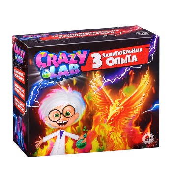Игрушка для детей: Научно-познавательный набор, модели «Crazy Lab». Огненные опыты 3 в 1