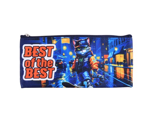 Пенал "Best Of The Best" 21,5x9x1 см, плоский для 35 предметов, плотный износостойкий полиэстер с водоотталкивающей пропиткой, на молнии