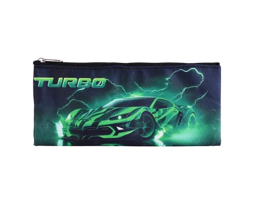 Пенал "Turbo" 21,5x9x1 см, плоский для 35 предметов, плотный износостойкий полиэстер с водоотталкивающей пропиткой, на молнии