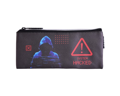 Пенал "Label. Hacker" 21,5x9x1 см, плоский для 35 предметов, на молнии, искусственная кожа до -40C с антивандальной фактурой, с подкладом
