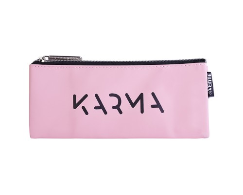 Пенал "Karma" 21,5x9x1 см, плоский для 35 предметов, на молнии, матовая антивандальная искусственная кожа до -40C, аппликация из искусственной кожи, с подкладом