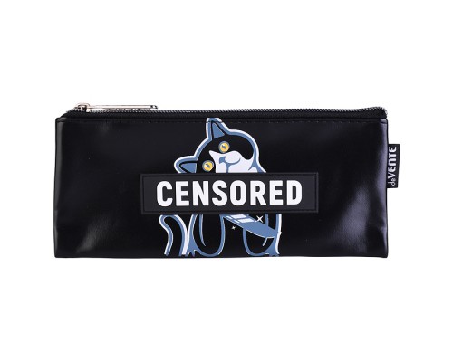 Пенал "Censored" 21,5x9x1 см, плоский для 35 предметов, на молнии, матовая антивандальная искусственная кожа до -40C, аппликация из искусственной кожи, с подкладом