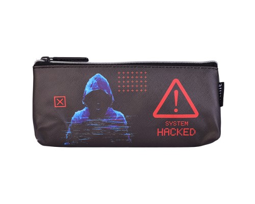 Пенал "Label. Hacker" 21x8x3,5 см, треугольный для 45 предметов, на молнии, искусственная кожа до -40C с антивандальной фактурой, с подкладом