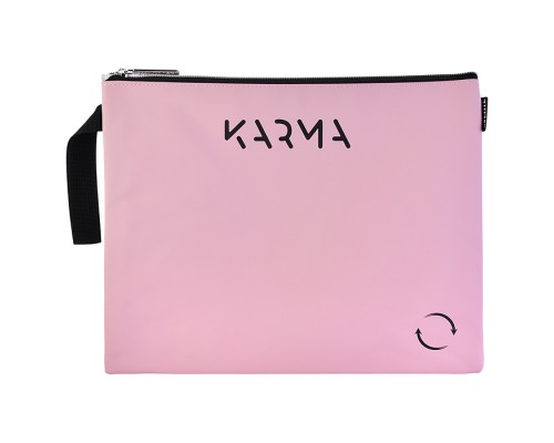 Папка для тетрадей "Karma" A4 (34x25x1см) на молнии сверху, матовая антивандальная искусственная кожа до -40C, аппликация из искусственной кожи, с подкладом