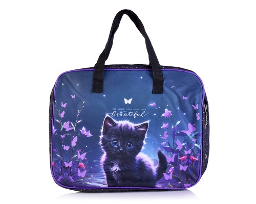 Папка для тетрадей, ИЗО и технологии "Beautiful Cat" A4 (36x28x8 см) плотный износостойкий полиэстер с водоотталкивающей пропиткой