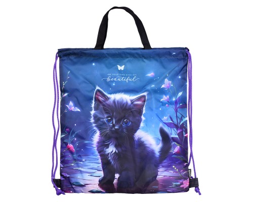 Сумка для сменной обуви "Beautiful Cat" 38x43 см, влагонепроницаемый полиэстер, на веревочной завязке, с текстильными ручками